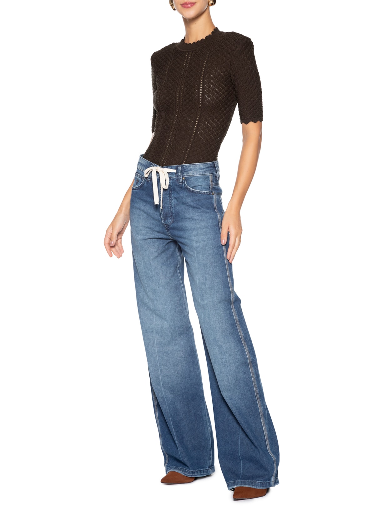 Blusa Feminina Manga Curta Palermo Tree Marrom Bo.bô