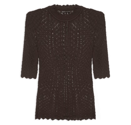 Blusa Feminina Manga Curta Palermo Tree - Marrom