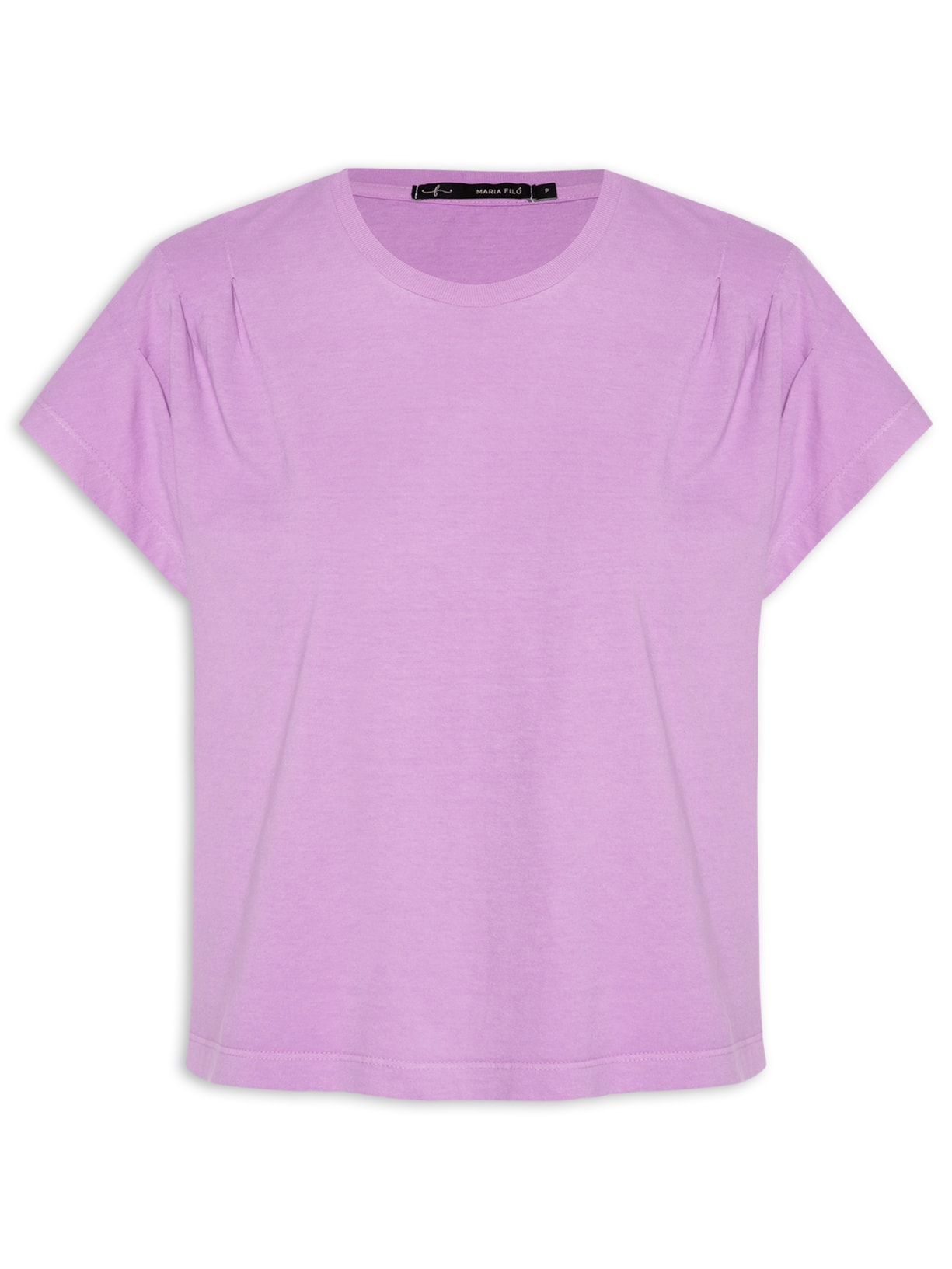 Blusa Feminina Manga Curta Pregas - Lilás