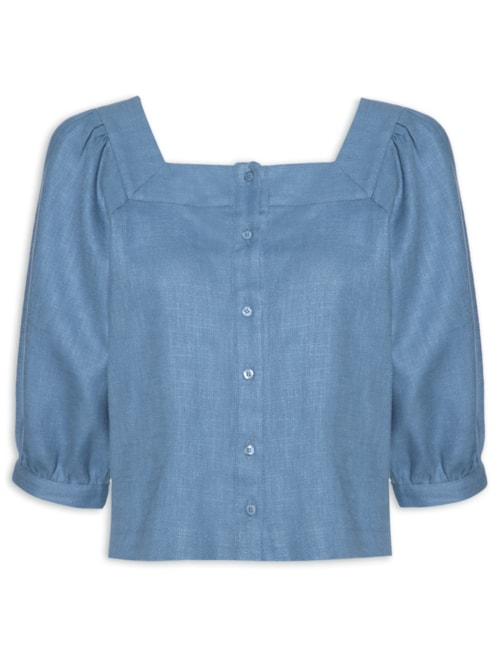 Blusa Feminina Manga Curta Rafaela - Azul
