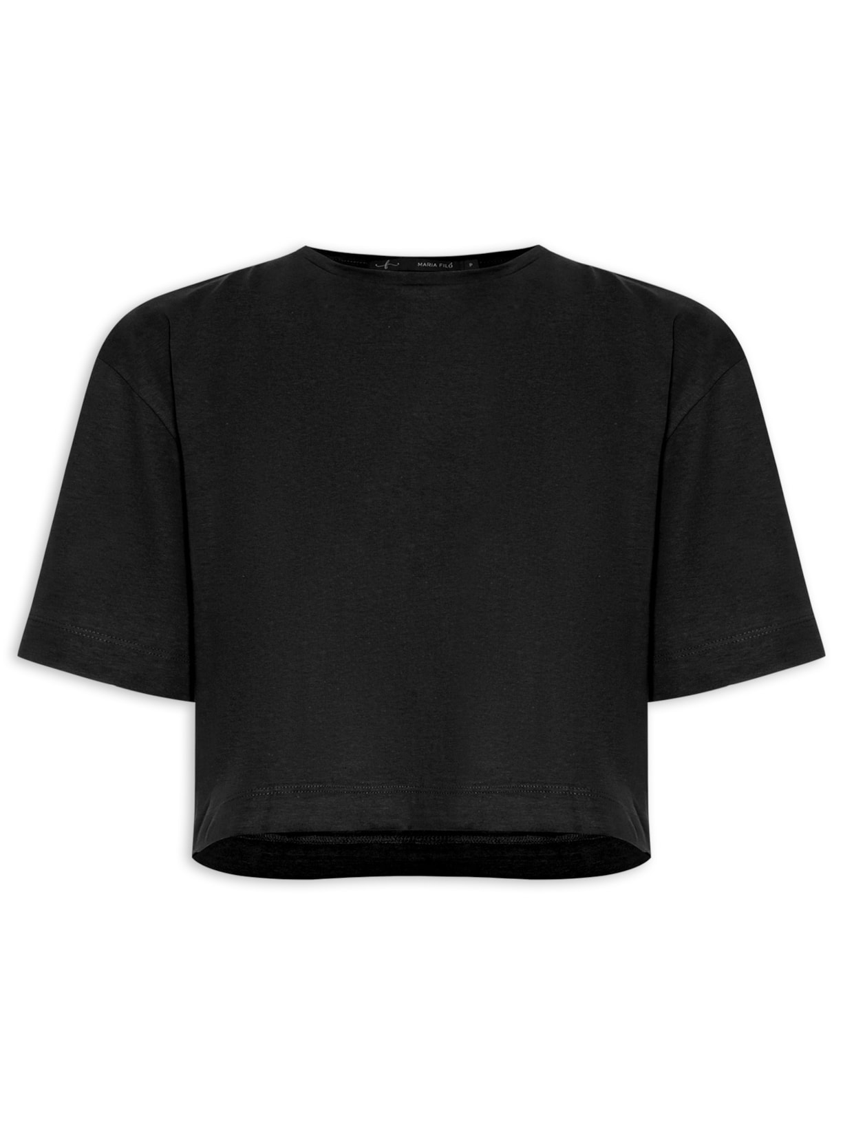 Blusa Feminina Manga Curta Taxas - Preto