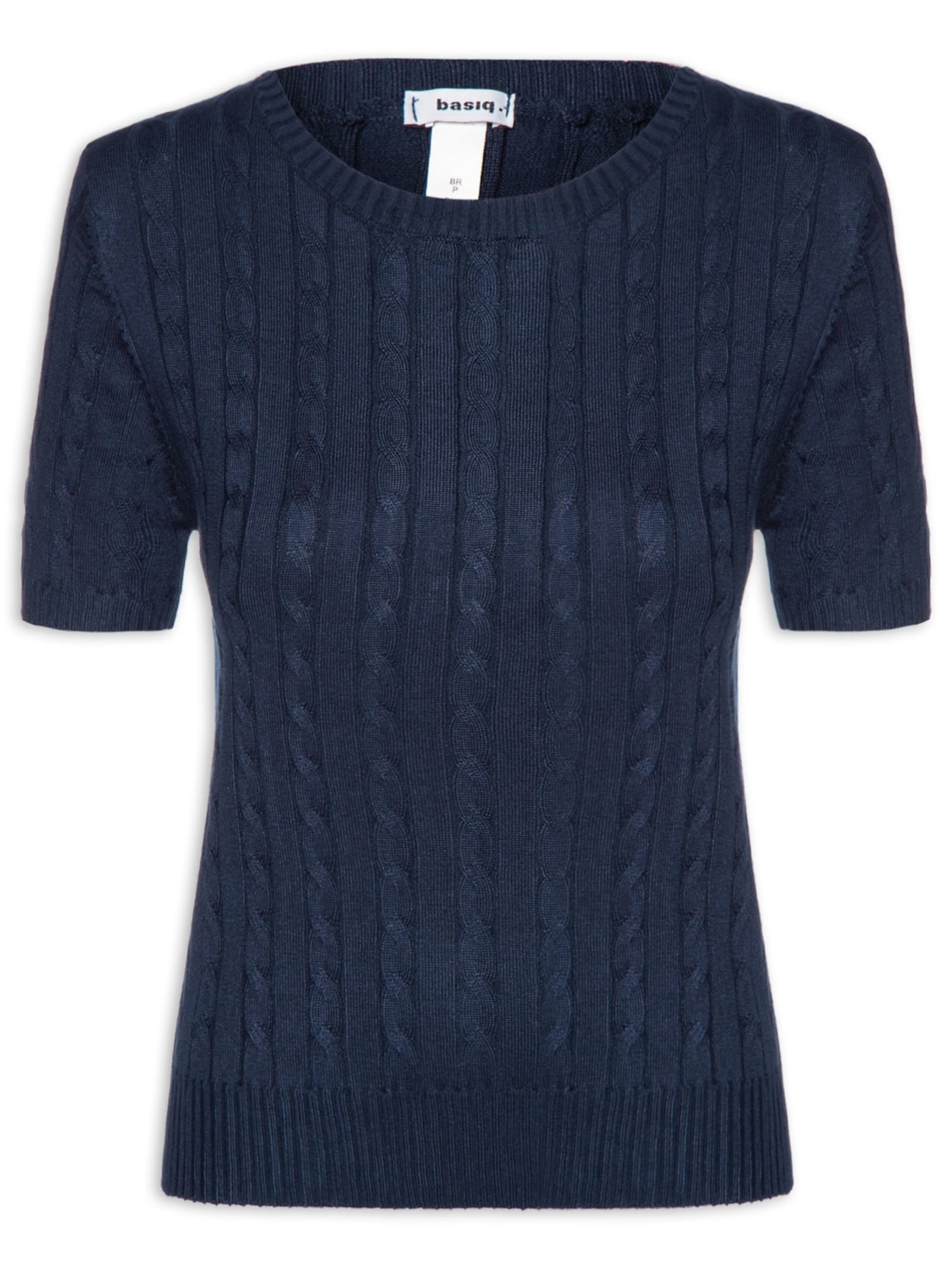 Blusa Feminina Manga Curta Texturizada - Azul