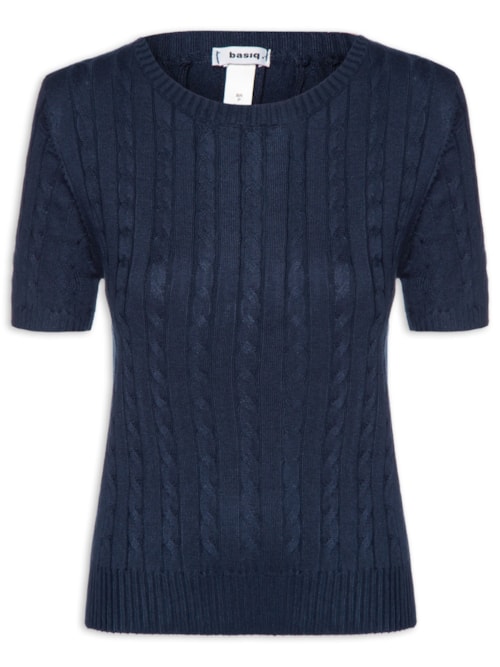 Blusa Feminina Manga Curta Texturizada - Azul