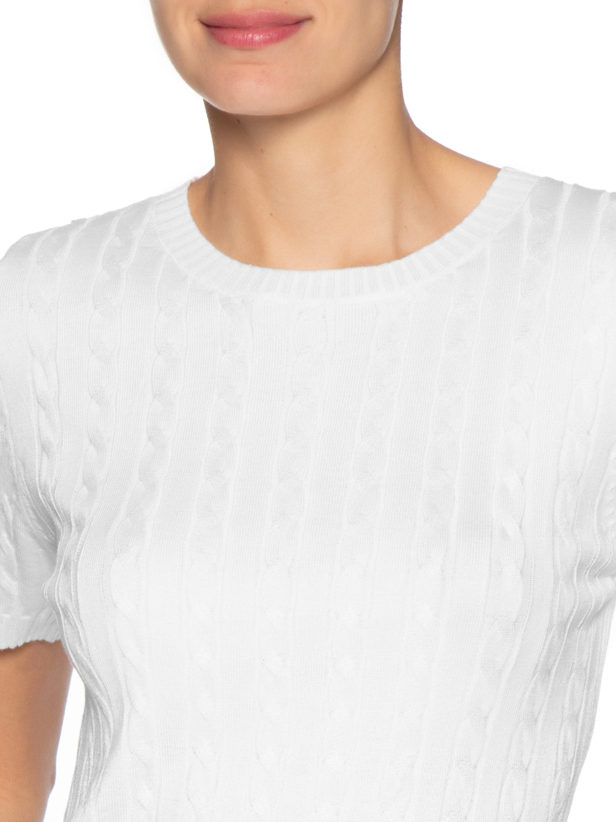 Blusa Feminina Manga Curta Texturizada Branco Basiq