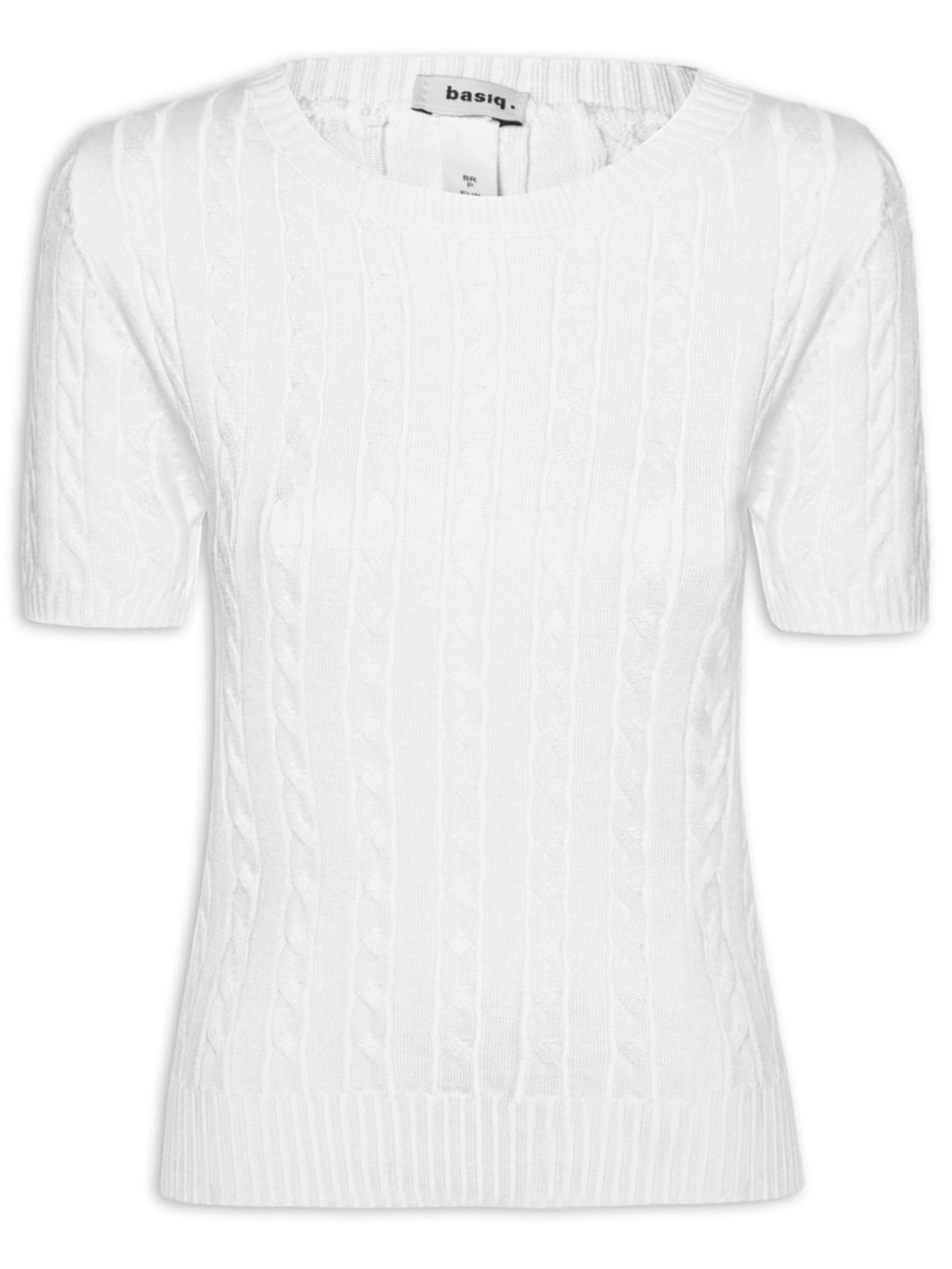 Blusa Feminina Manga Curta Texturizada Branco Basiq