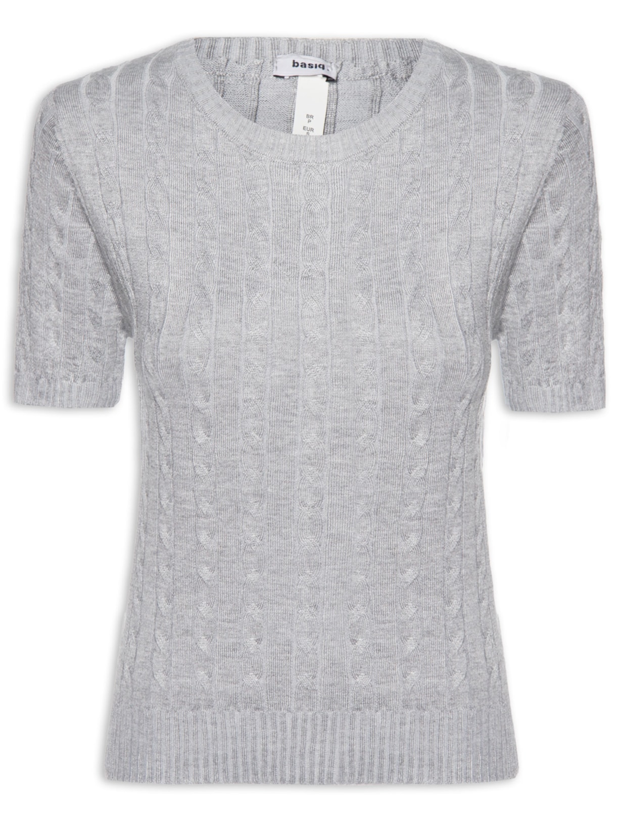 Blusa Feminina Manga Curta Texturizada - Cinza