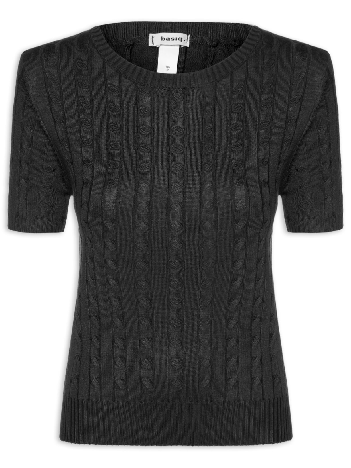 Blusa Feminina Manga Curta Texturizada - Preto
