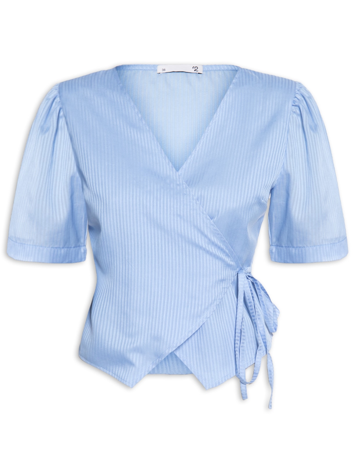 Blusa Feminina Manga Curta Transpasse - Azul