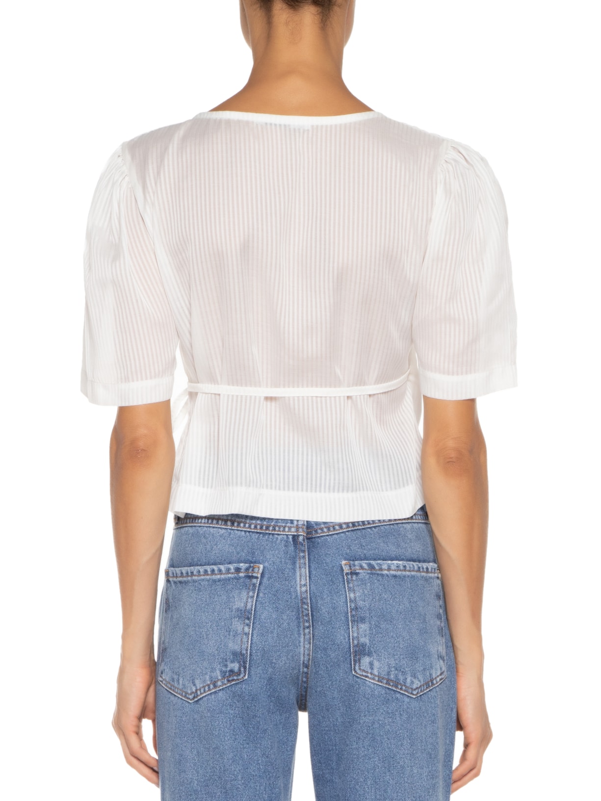 Blusa Feminina Manga Curta Transpasse Off White '2Essential