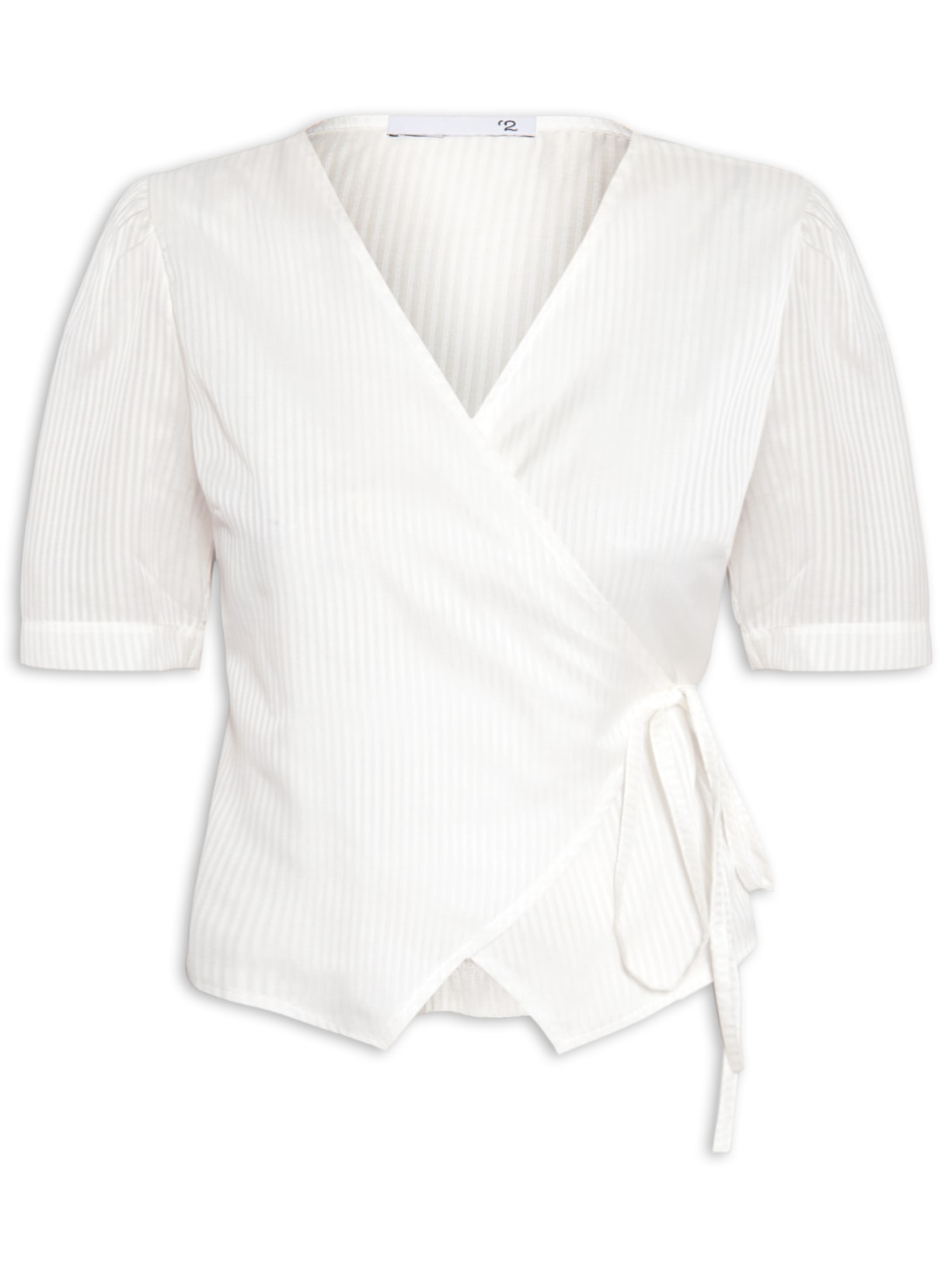 Blusa Feminina Manga Curta Transpasse - Off White