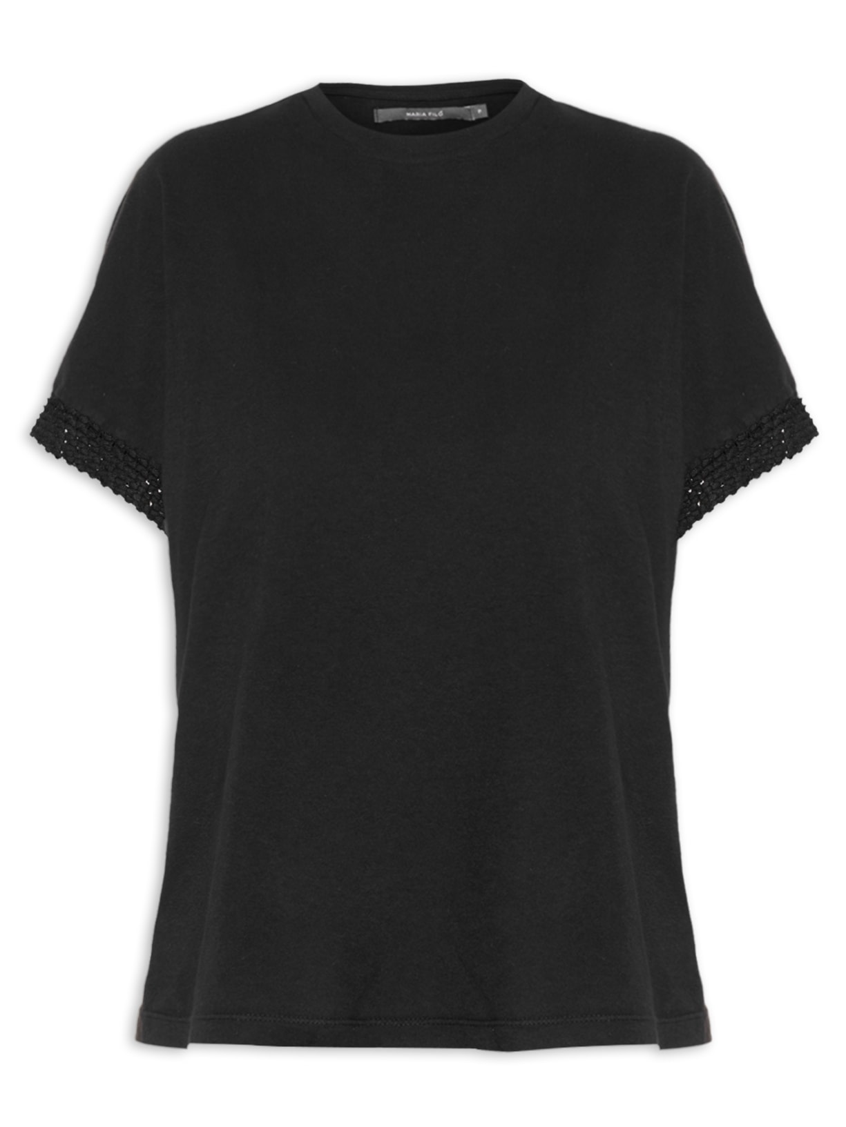 Blusa Feminina Manga Detalhe Tricot - Preto