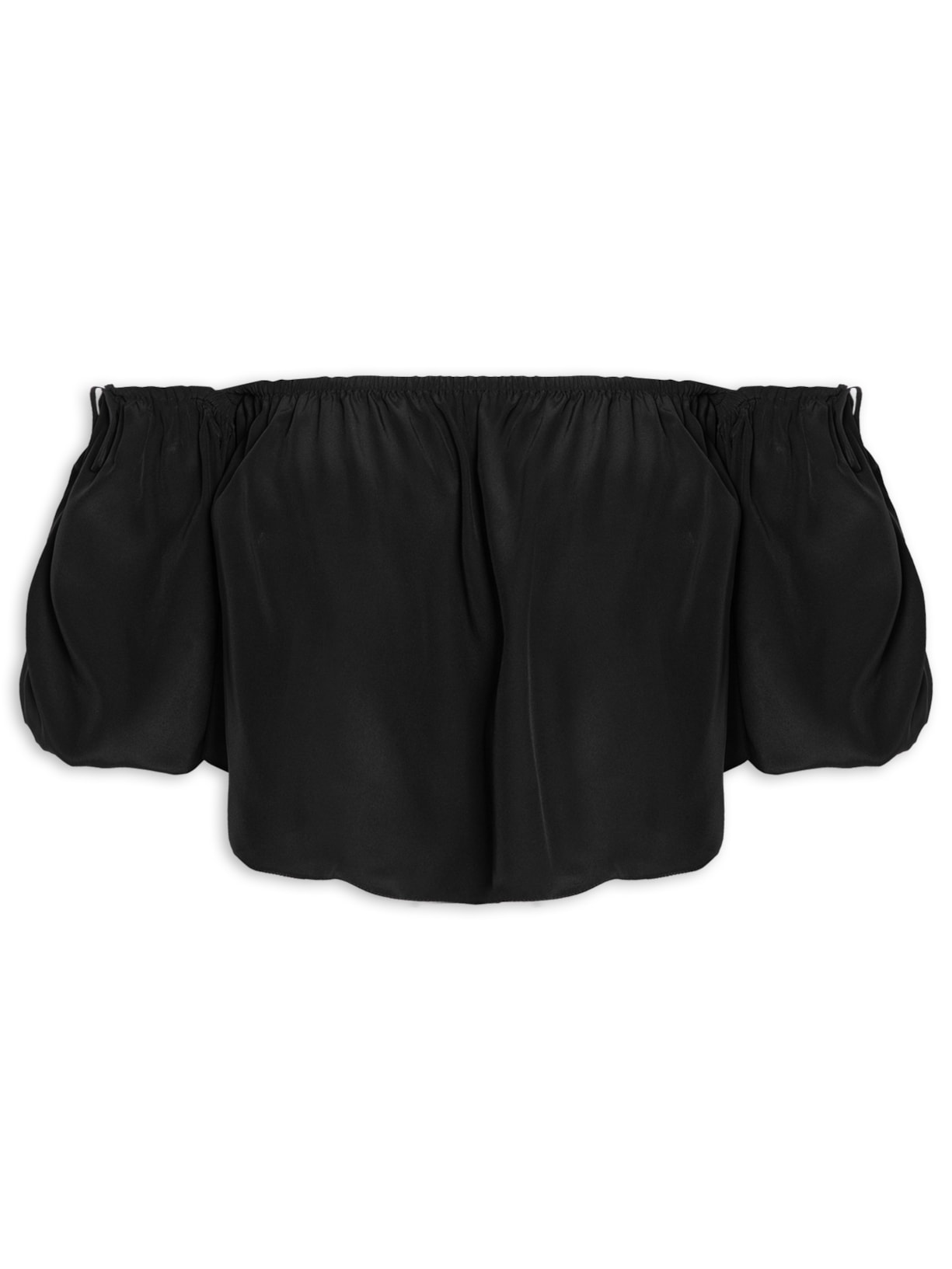 Blusa Feminina Manga Fofa Em Seda Pura - Preto