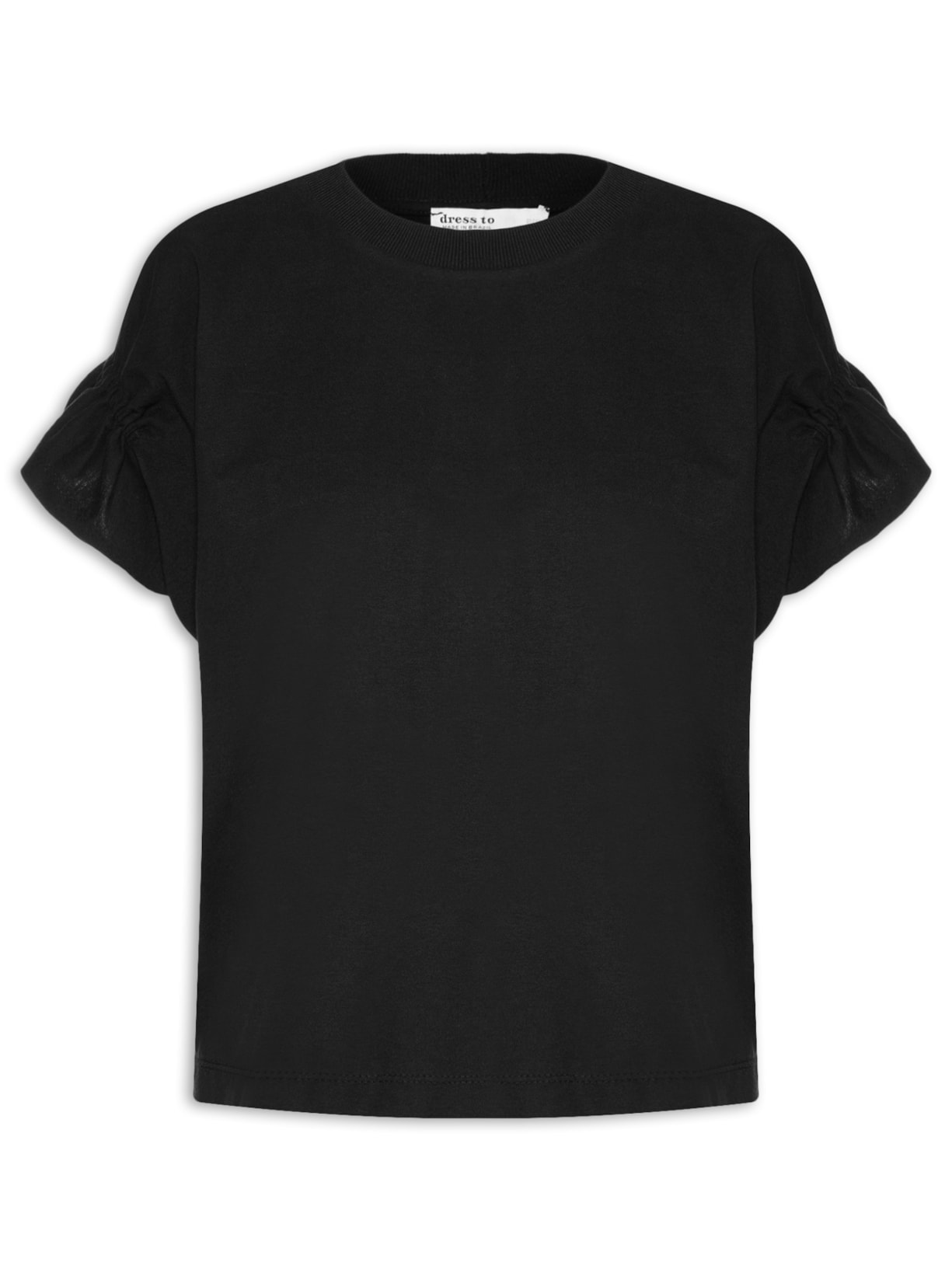 Blusa Feminina Manga Franzida - Preto