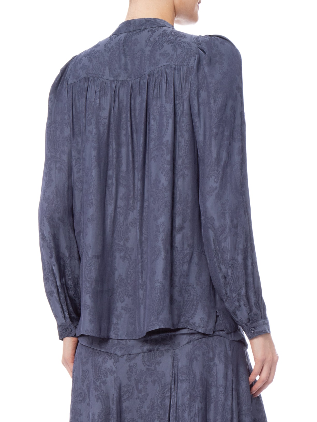 Blusa Feminina Manga Jacquard Cachemiere Azul Maria Filó