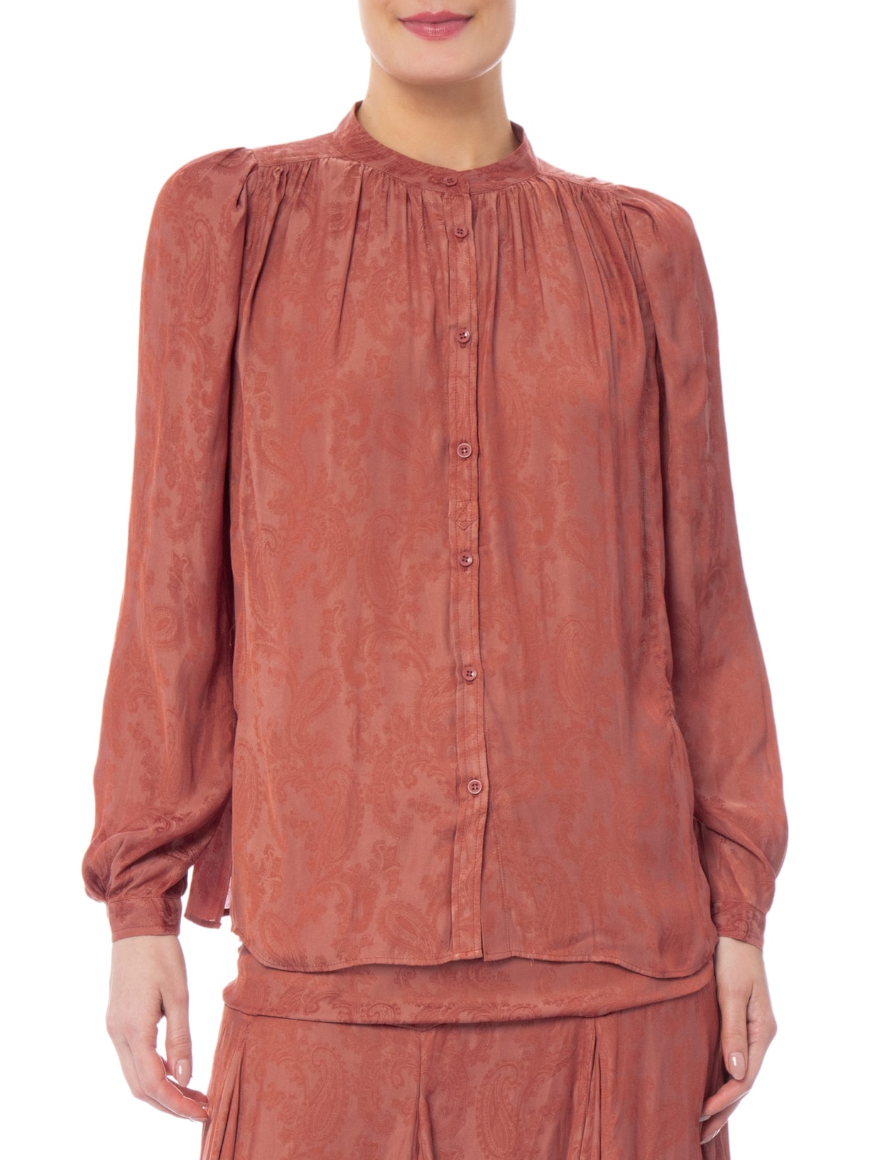 Blusa Feminina Manga Jacquard Cachemiere Rosa Maria Filó
