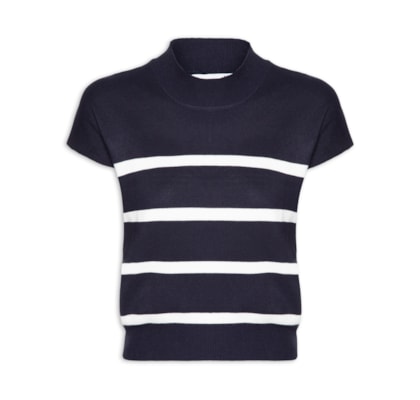 Blusa Feminina Manga Japonesa Em Tricot - Azul