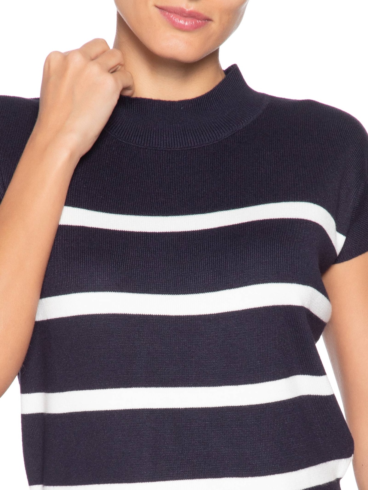 Blusa Feminina Manga Japonesa Em Tricot Azul '2Essential