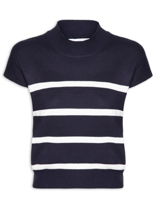 Blusa Feminina Manga Japonesa Em Tricot - Azul