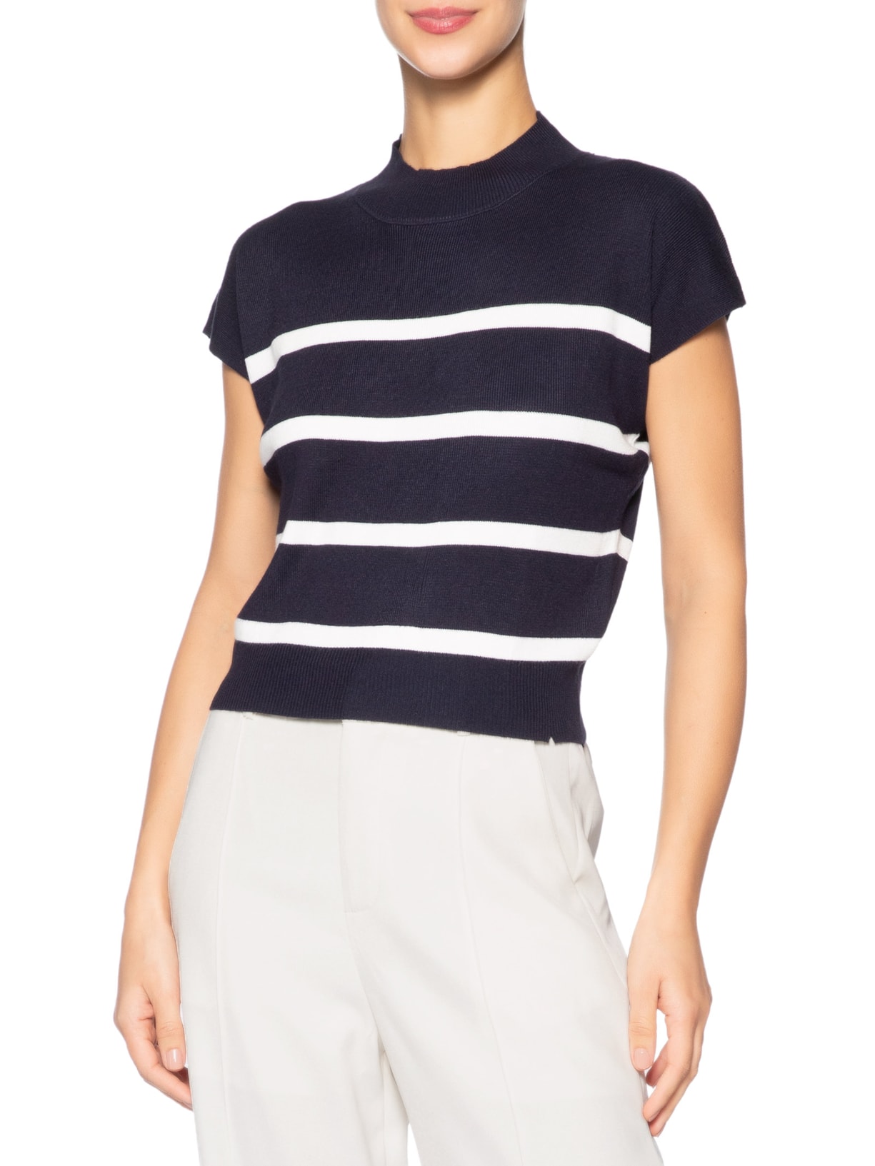 Blusa Feminina Manga Japonesa Em Tricot Azul '2Essential