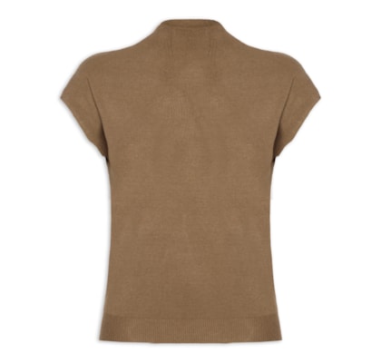 Blusa Feminina Manga Japonesa Em Tricot - Bege