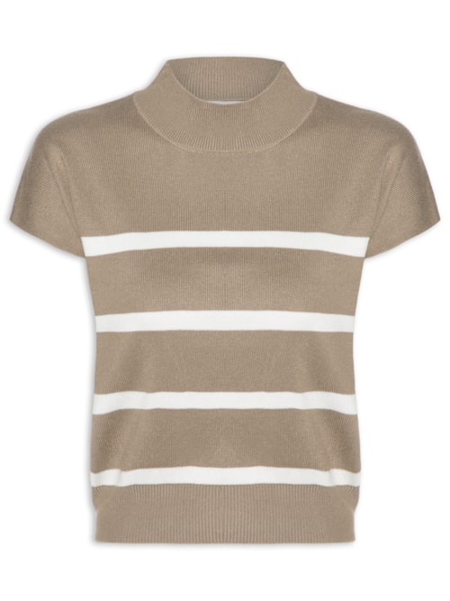 Blusa Feminina Manga Japonesa Em Tricot - Bege
