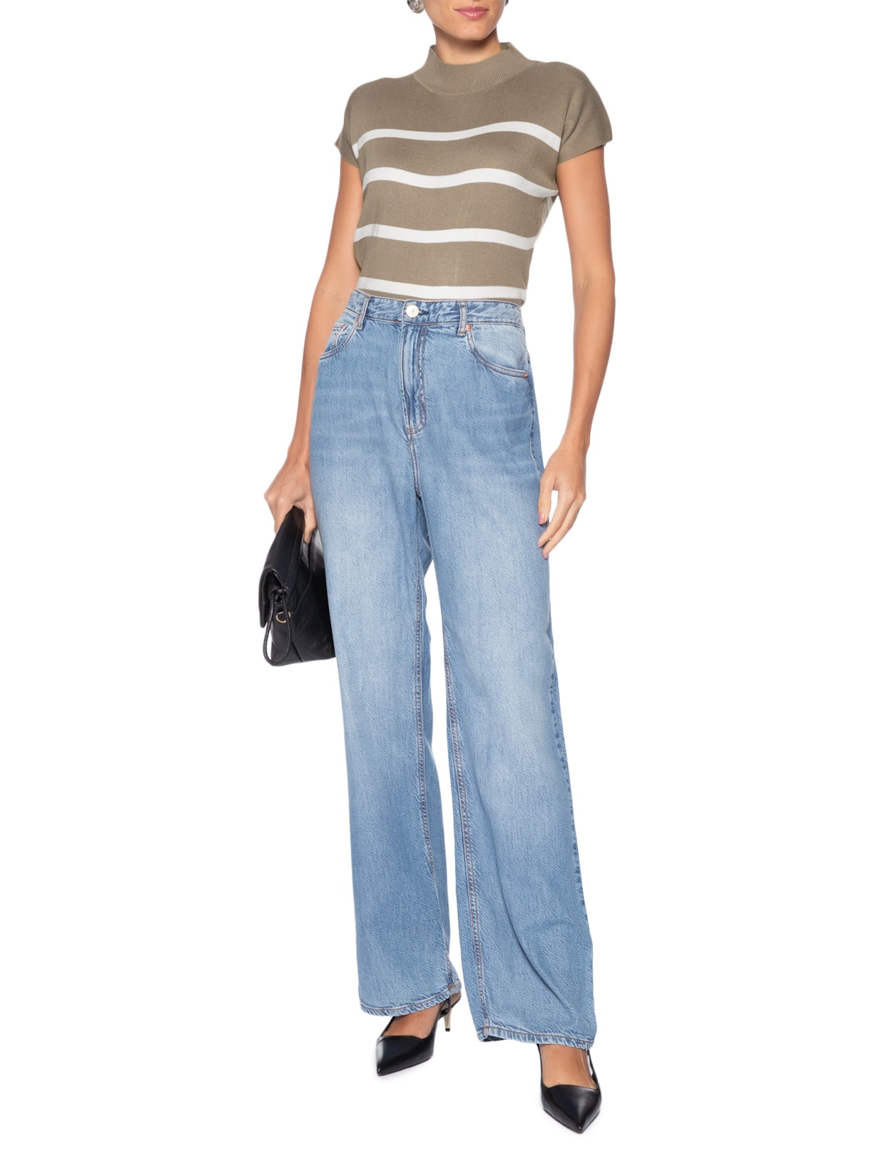 Blusa Feminina Manga Japonesa Em Tricot Bege '2Essential