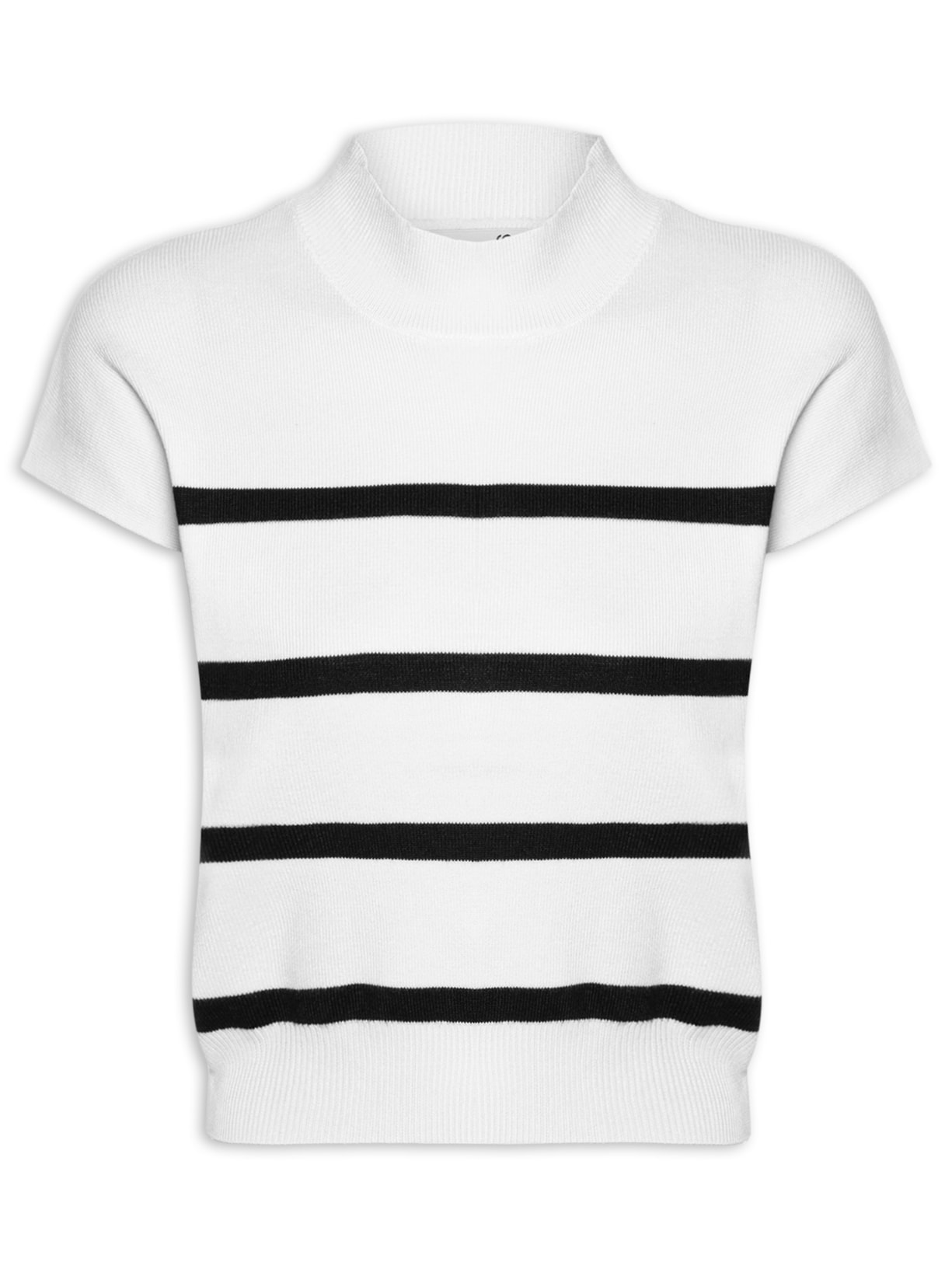 Blusa Feminina Manga Japonesa Em Tricot - Branco