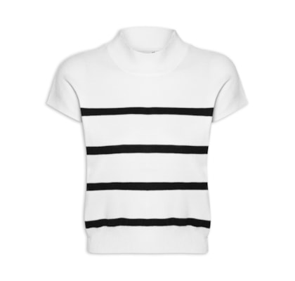 Blusa Feminina Manga Japonesa Em Tricot - Branco