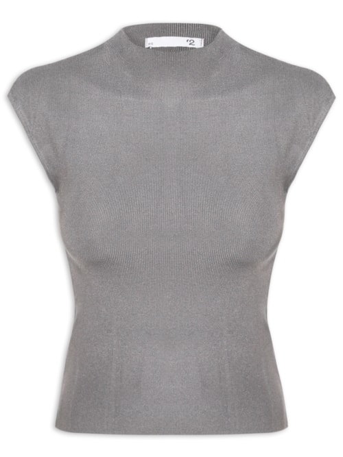 Blusa Feminina Manga Japonesa Em Tricot - Cinza