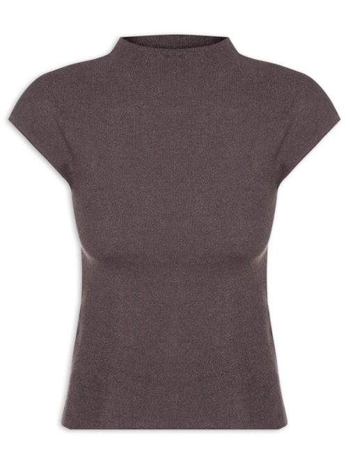 Blusa Feminina Manga Japonesa Em Tricot - Cinza