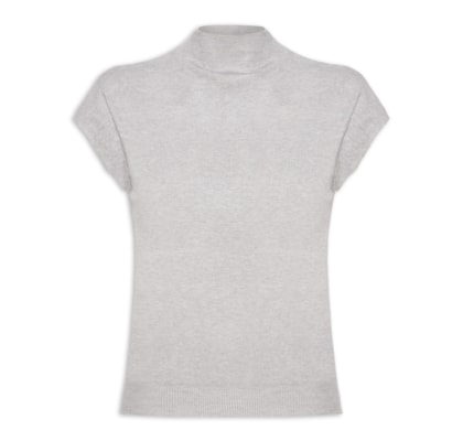 Blusa Feminina Manga Japonesa Em Tricot - Cinza