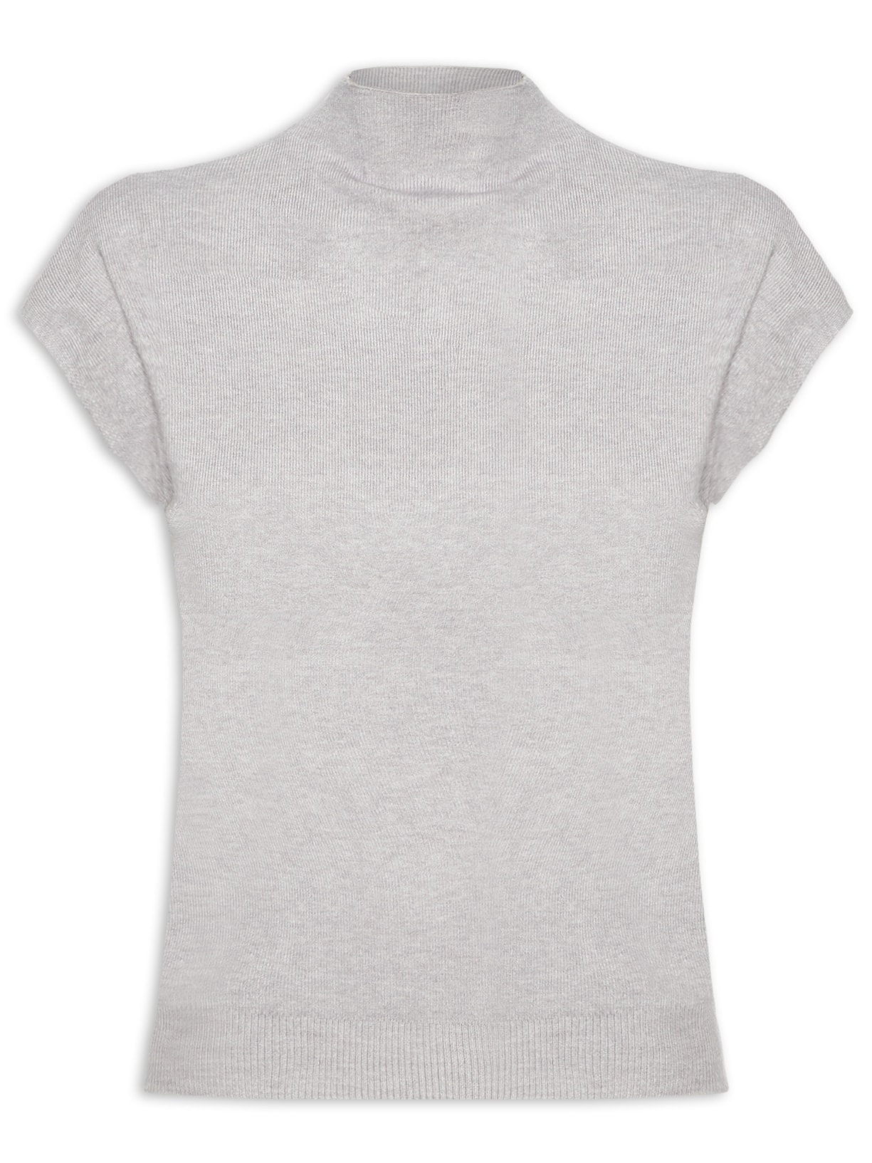 Blusa Feminina Manga Japonesa Em Tricot - Cinza