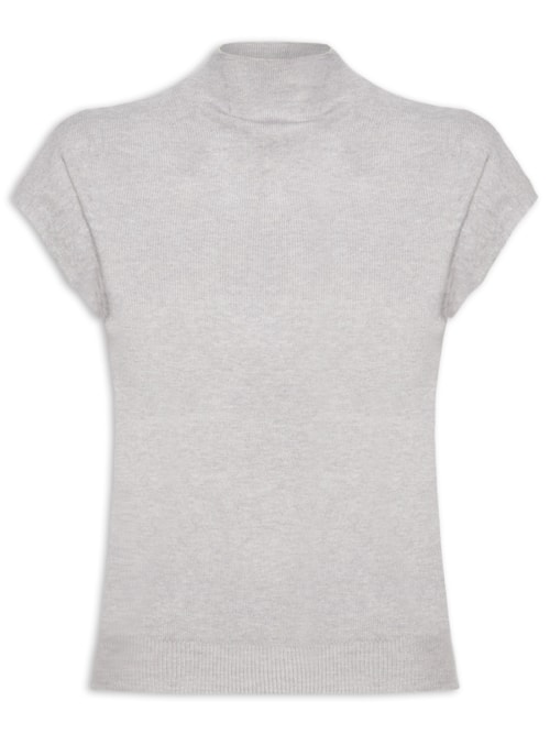 Blusa Feminina Manga Japonesa Em Tricot - Cinza