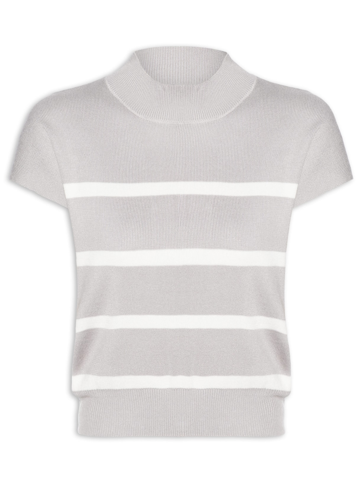 Blusa Feminina Manga Japonesa Em Tricot Cinza '2Essential