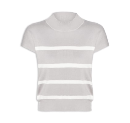 Blusa Feminina Manga Japonesa Em Tricot - Cinza