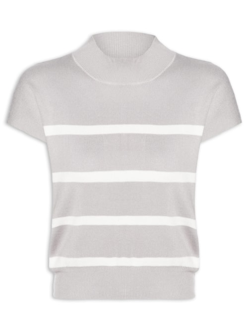 Blusa Feminina Manga Japonesa Em Tricot - Cinza
