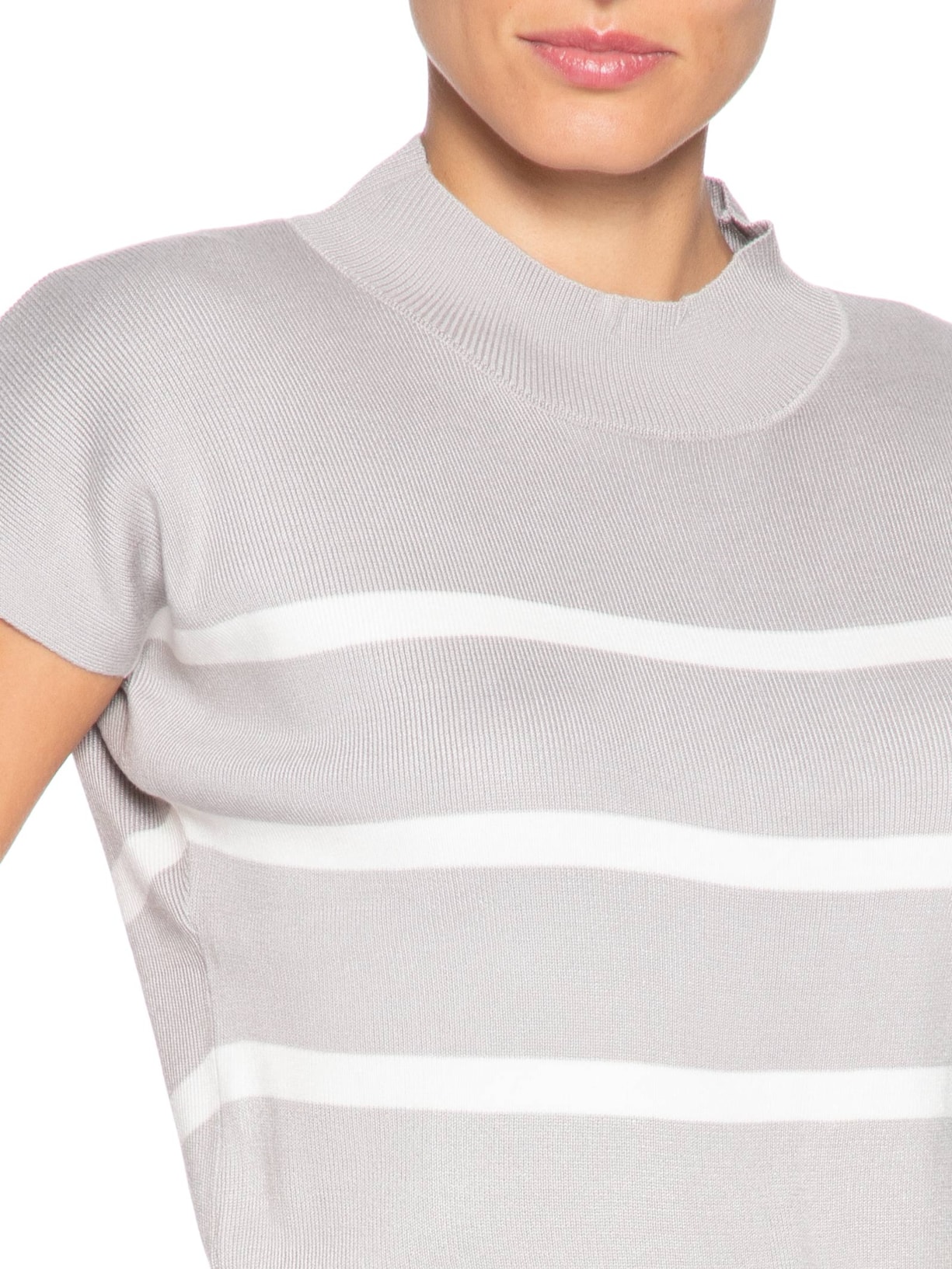 Blusa Feminina Manga Japonesa Em Tricot Cinza '2Essential