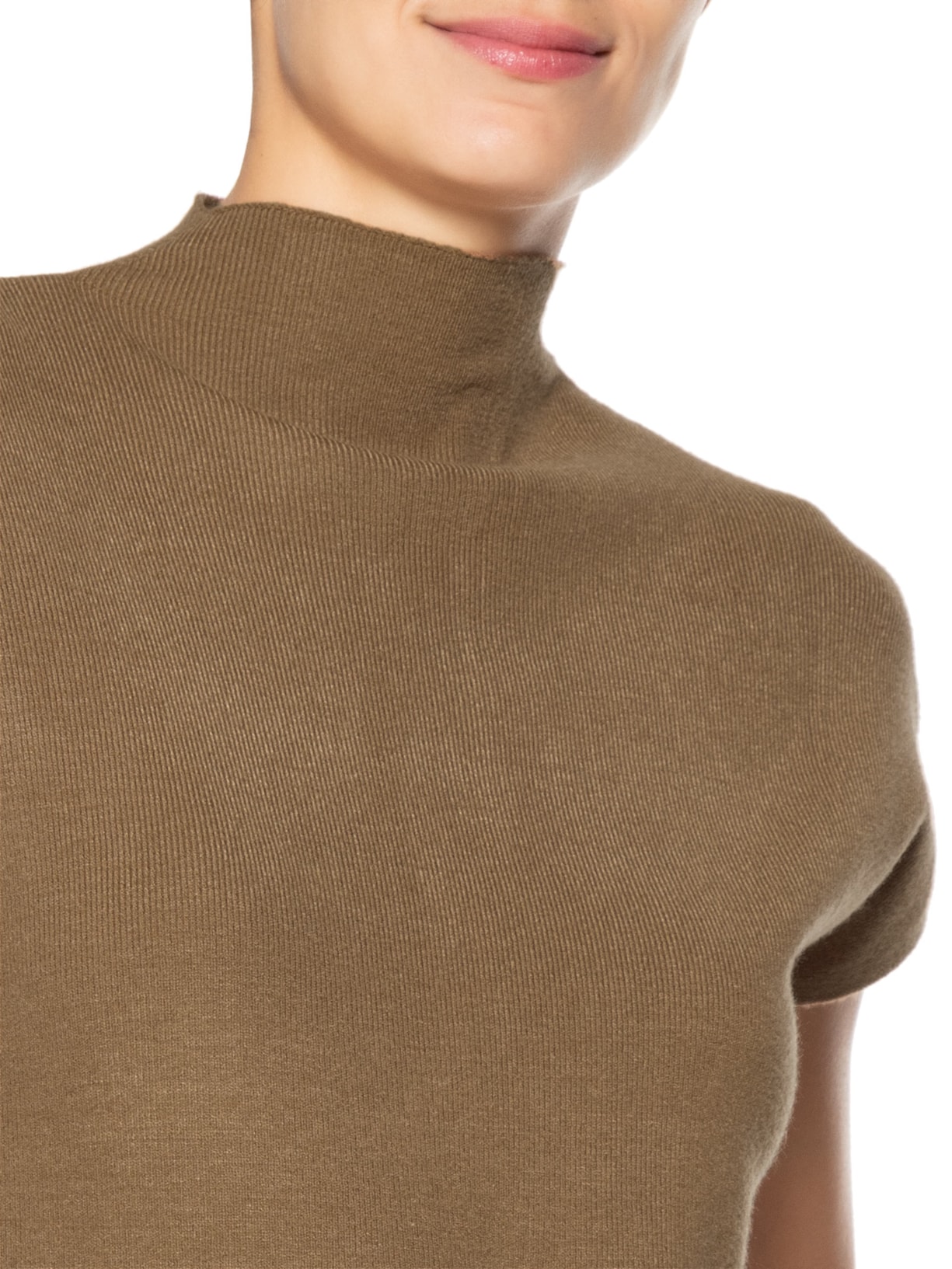 Blusa Feminina Manga Japonesa Em Tricot Marrom '2Essential