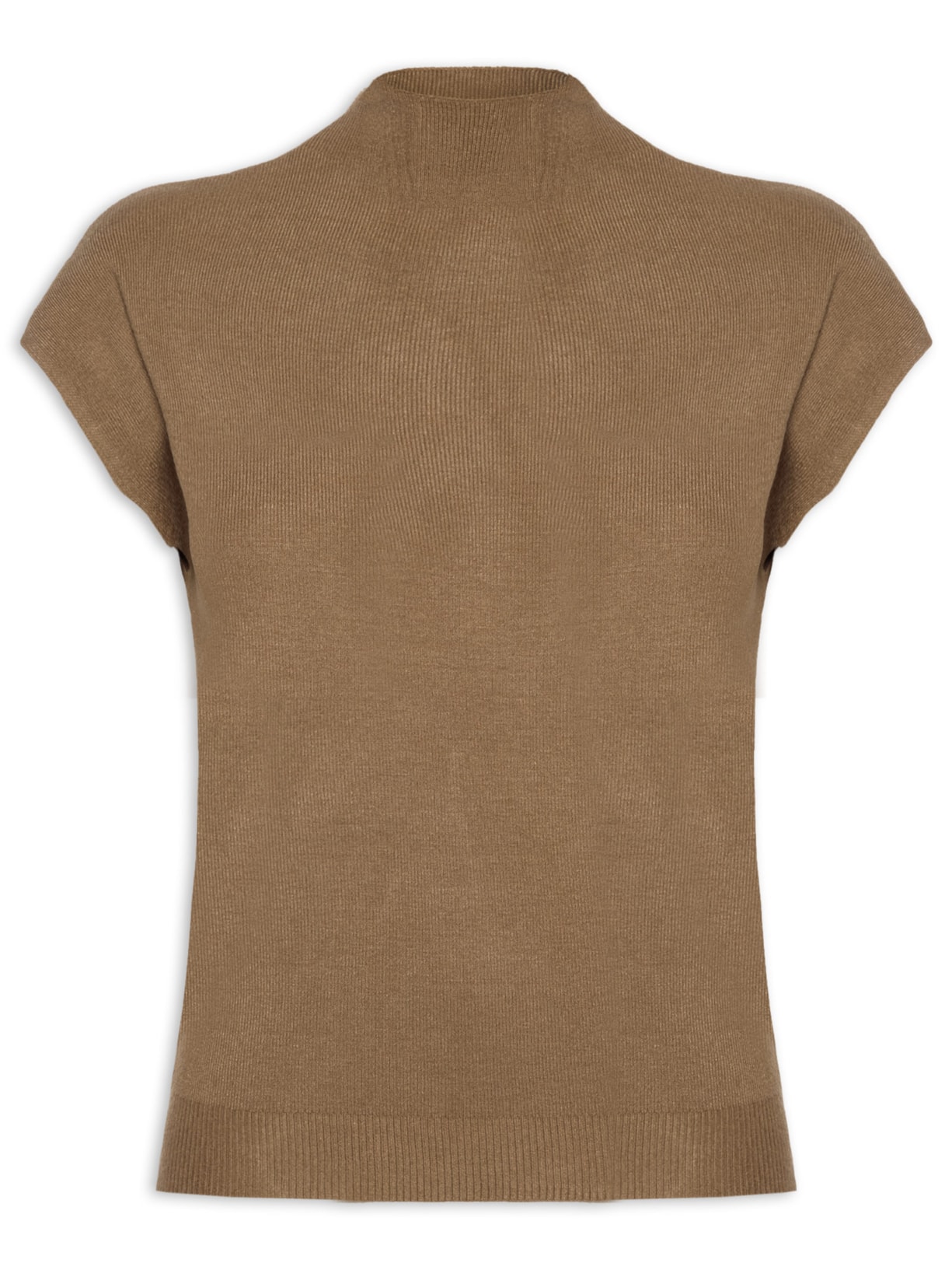 Blusa Feminina Manga Japonesa Em Tricot - Marrom