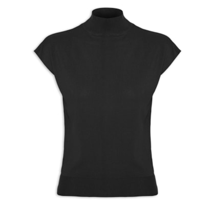 Blusa Feminina Manga Japonesa Em Tricot - Preto