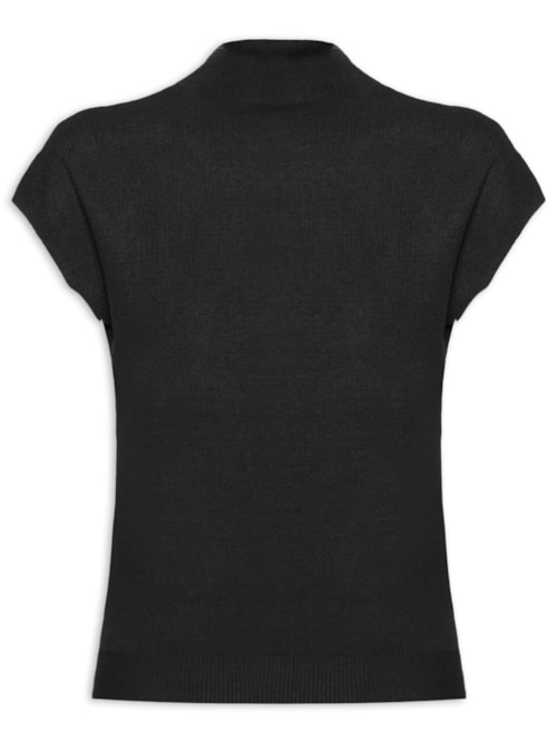 Blusa Feminina Manga Japonesa Em Tricot - Preto