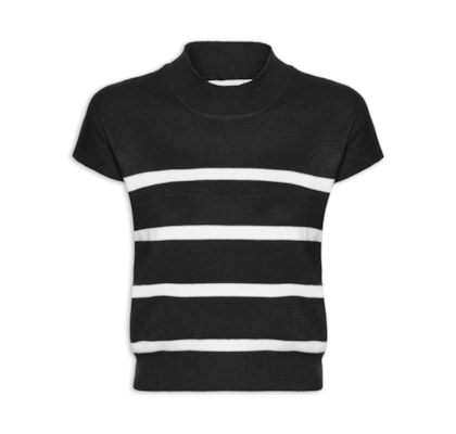 Blusa Feminina Manga Japonesa Em Tricot - Preto