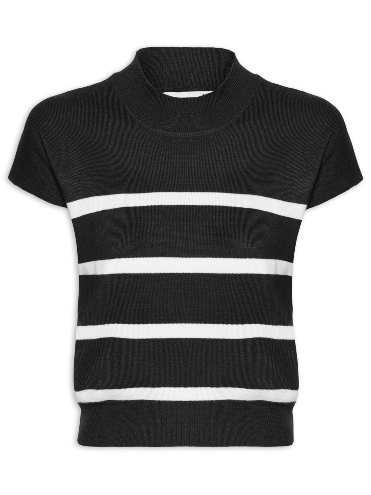 Blusa Feminina Manga Japonesa Em Tricot - Preto