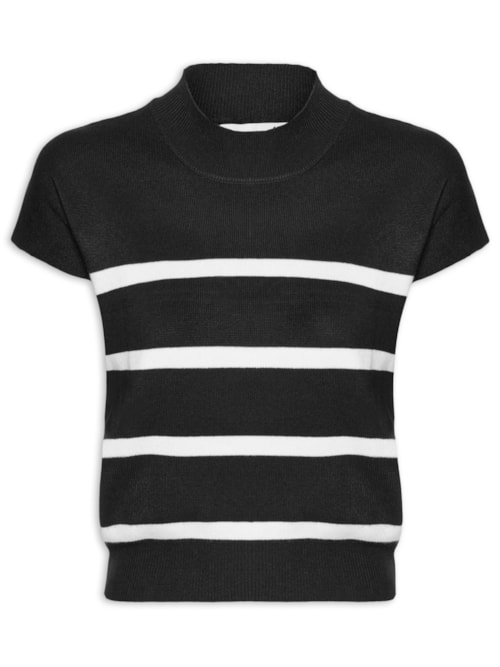 Blusa Feminina Manga Japonesa Em Tricot - Preto