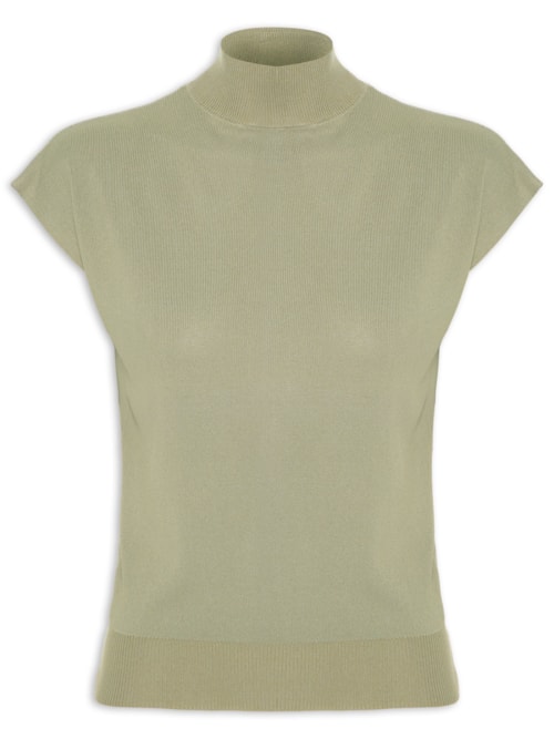 Blusa Feminina Manga Japonesa Em Tricot - Verde