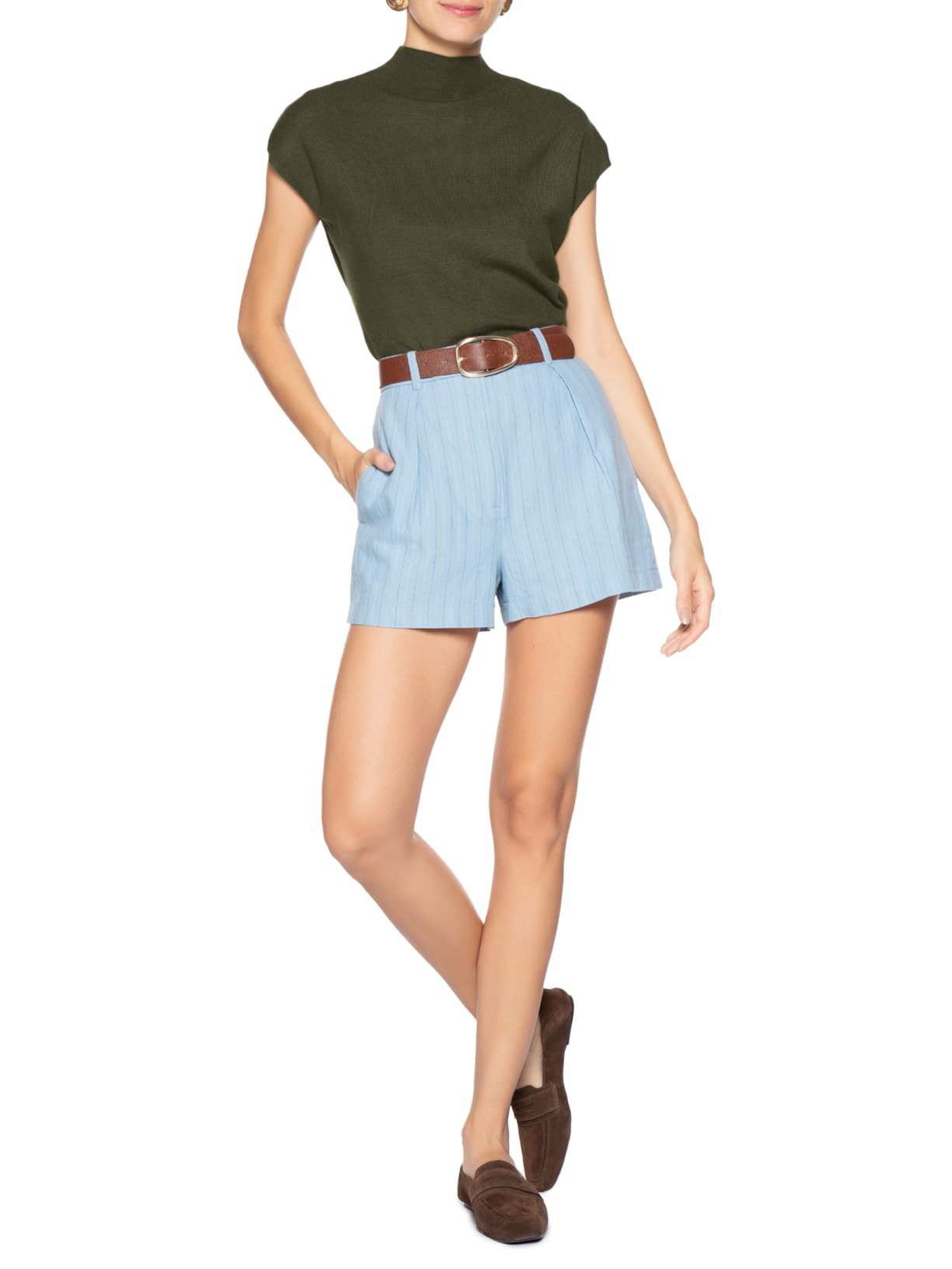 Blusa Feminina Manga Japonesa Em Tricot Verde '2Essential