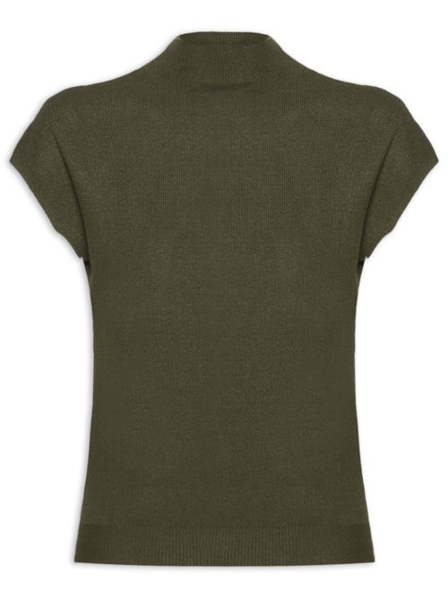 Blusa Feminina Manga Japonesa Em Tricot - Verde