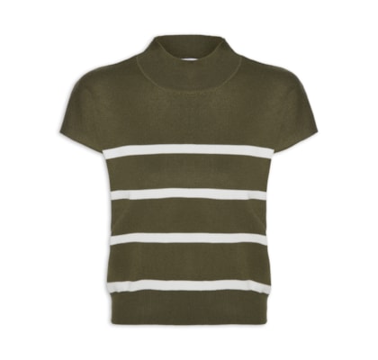 Blusa Feminina Manga Japonesa Em Tricot - Verde