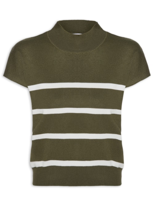 Blusa Feminina Manga Japonesa Em Tricot - Verde