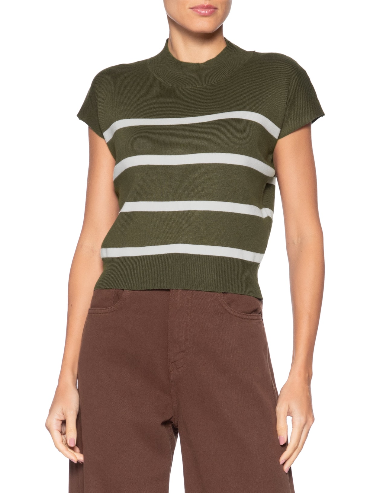 Blusa Feminina Manga Japonesa Em Tricot Verde '2Essential